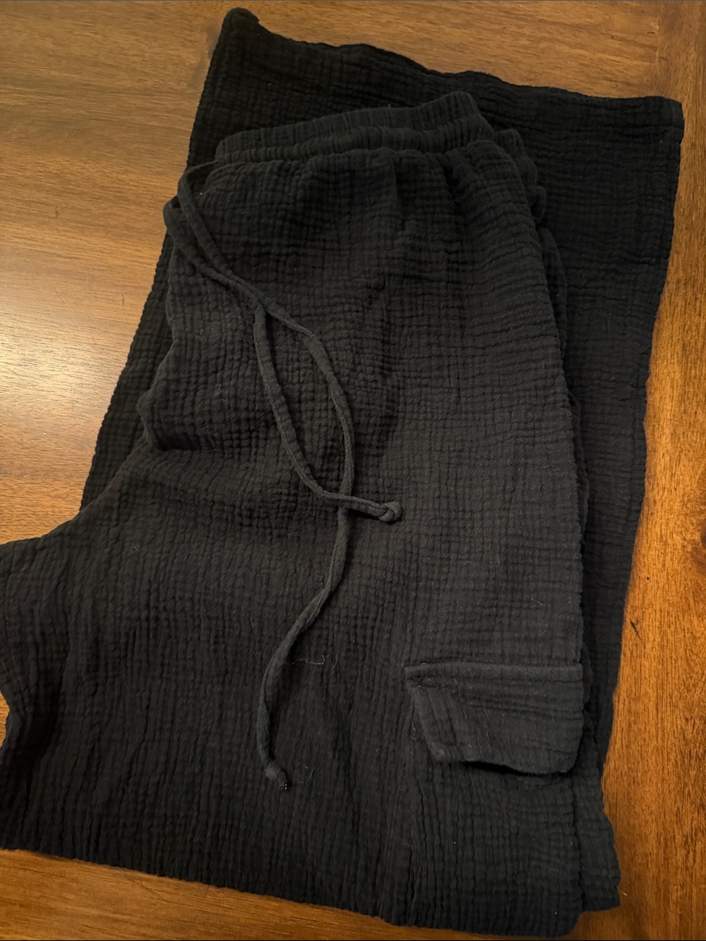 Women’s Wide Leg Drawstring Cotton Cargo Gauze Pants